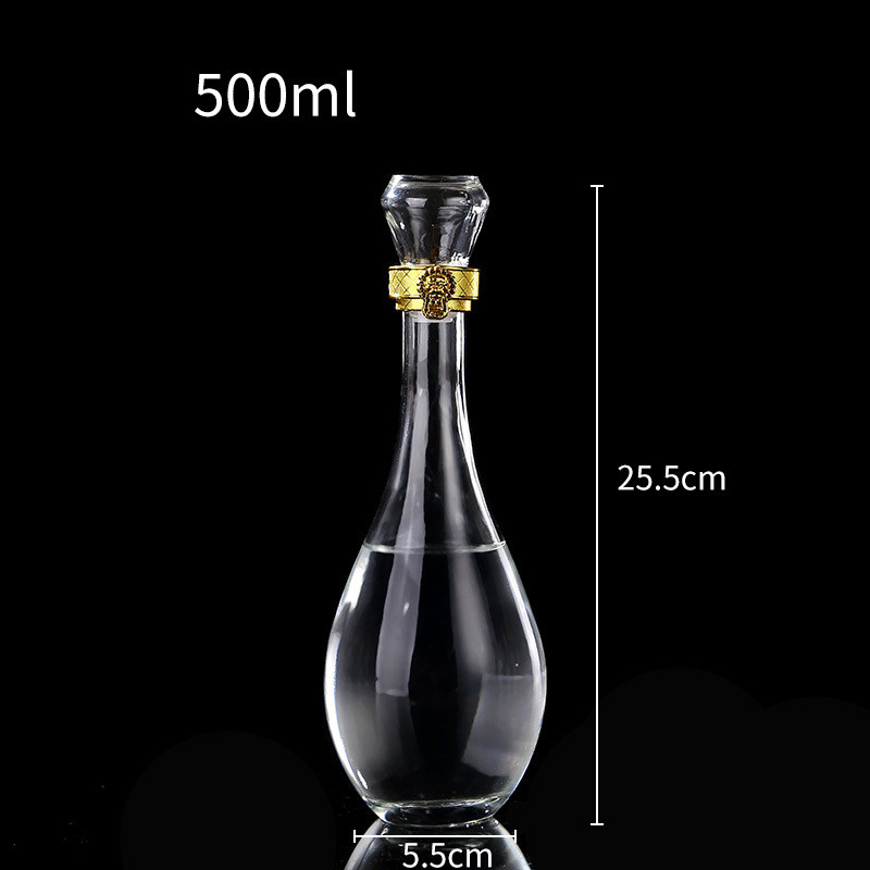Bouteilles d'alcool en verre de silex 500 ml avec emballage de vin à long cou