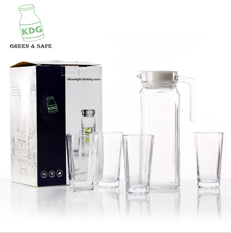 La tasse en verre à usage familial définit des tasses à eau avec un emballage personnalisé