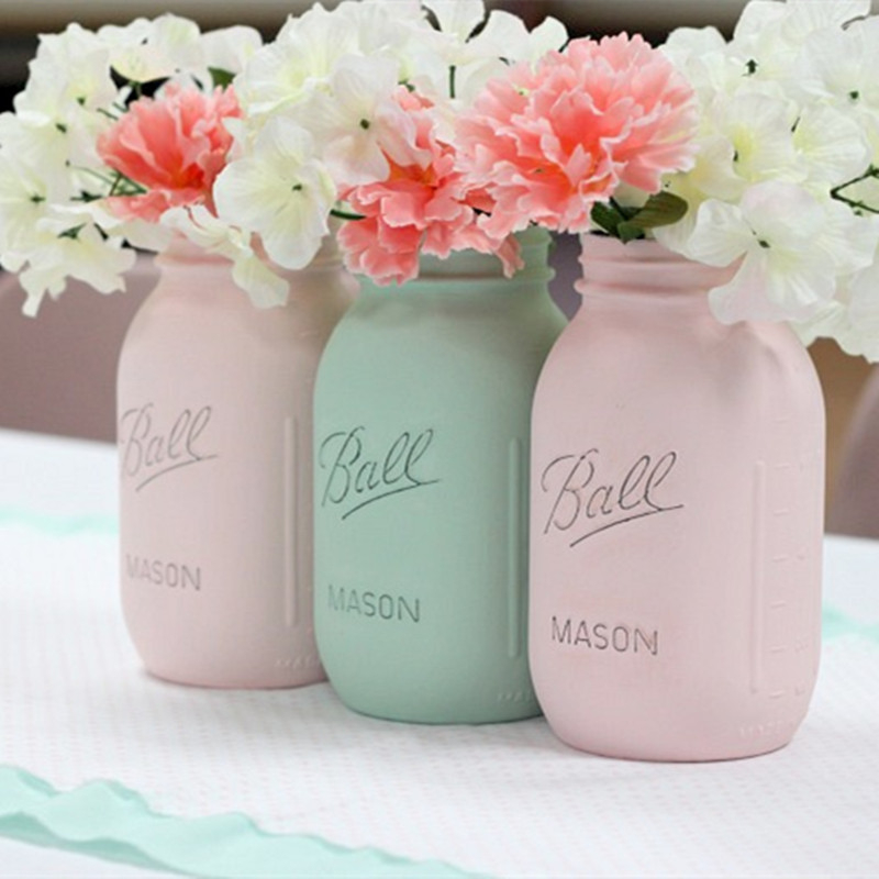 Pots Mason colorés de décoration à la maison pour la fleur